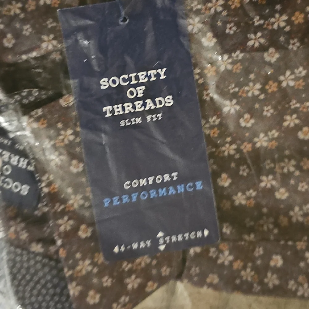 Society Of Threads (S) Dark Brown Floral Men's Shirt - Picture 3 of 3